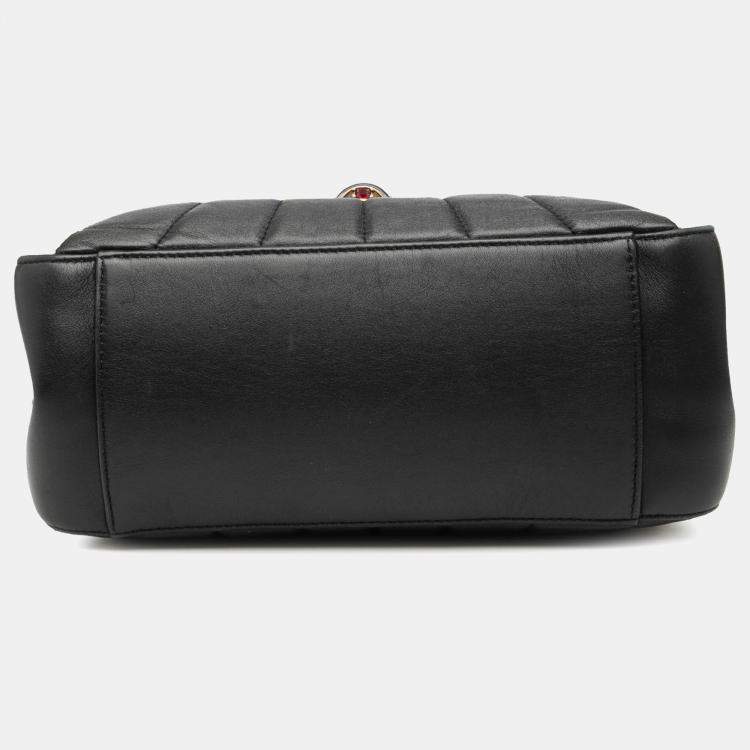 Pre Owned Gucci Black White Bicolor Calfskin Bamboo Trapuntata Queen Margaret Backpack