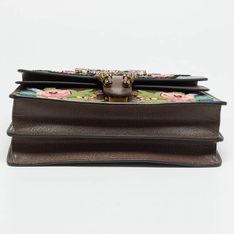 Pre Owned Gucci Owl Embroidered Dionysus Medium GG Supreme Canvas Shoulder Bag