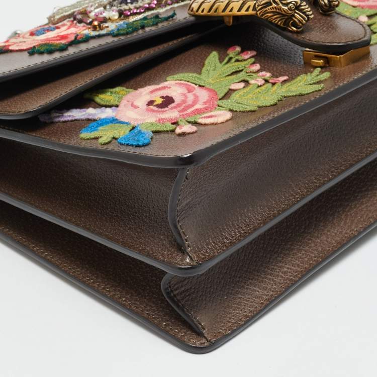 Pre Owned Gucci Owl Embroidered Dionysus Medium GG Supreme Canvas Shoulder Bag