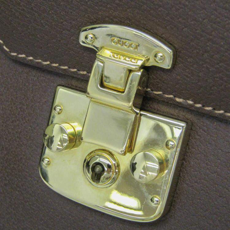 Pre Owned Gucci Lady Rock Brown Leather Handbag Shoulder Bag 