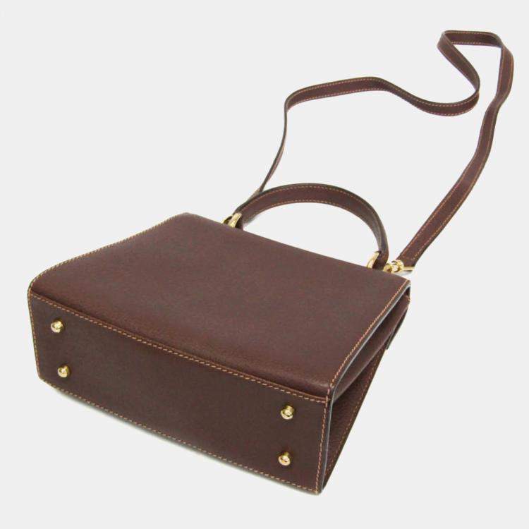 Pre Owned Gucci Lady Rock Brown Leather Handbag Shoulder Bag 