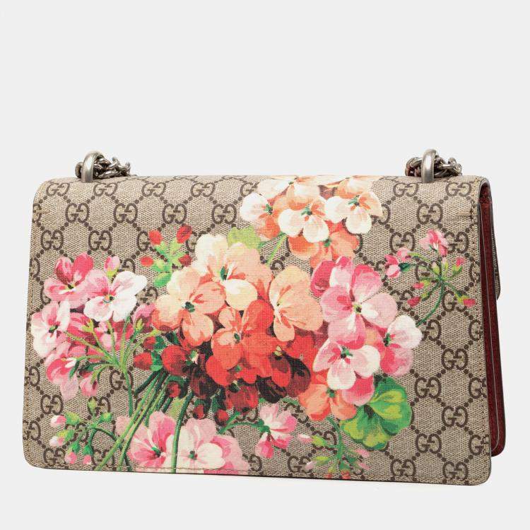 Pre Owned Gucci Brown Small GG Supreme Blooms Dionysus Shoulder Bag