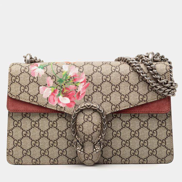 Pre Owned Gucci Brown Small GG Supreme Blooms Dionysus Shoulder Bag