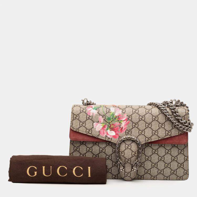 Pre Owned Gucci Brown Small GG Supreme Blooms Dionysus Shoulder Bag