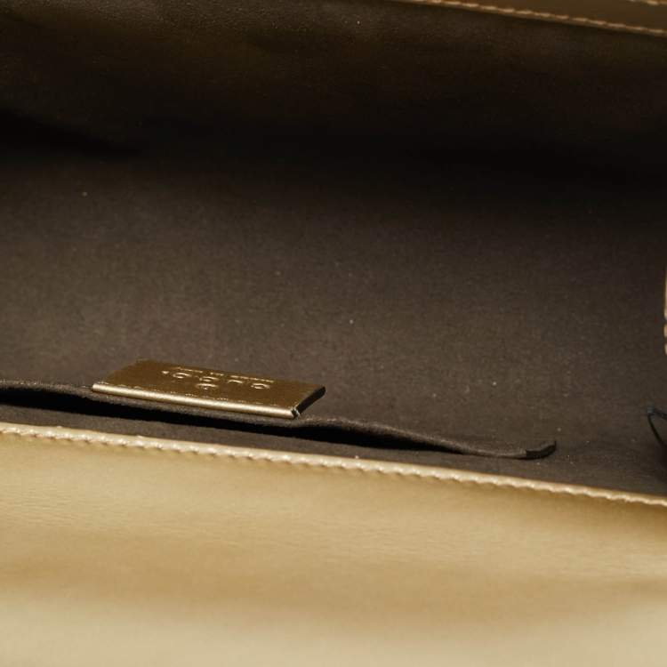 Pre Owned Gucci Padlock Small Gold Crinkled Leather Shoulder Bag