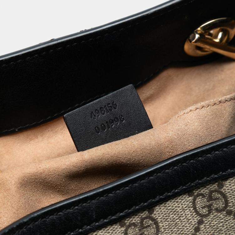 Pre Owned Gucci Black Brown Small GG Supreme Padlock Tote