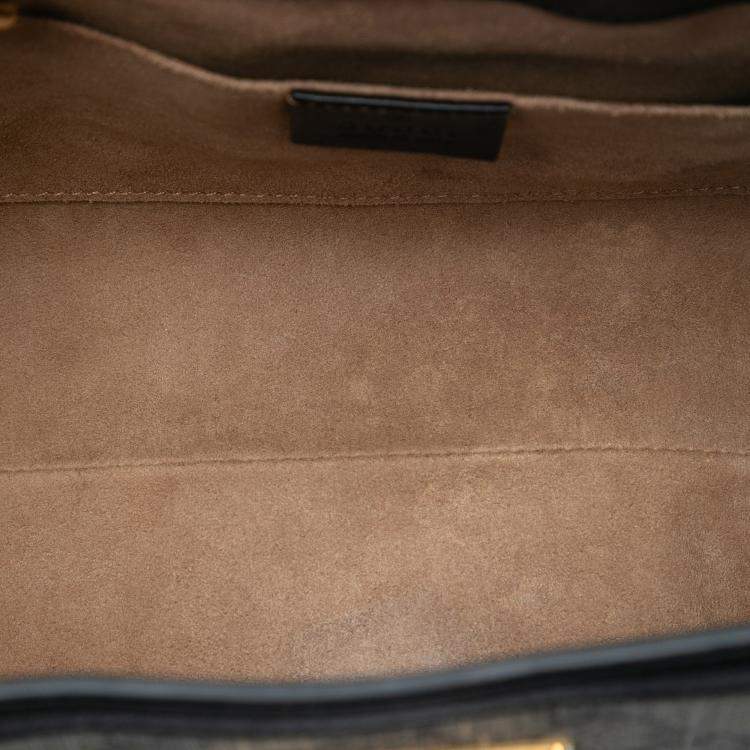 Pre Owned Gucci Black Brown Small GG Supreme Padlock Tote