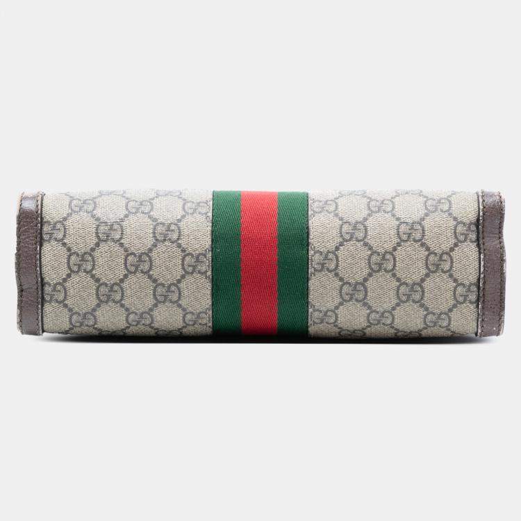 Pre Owned Gucci Brown Small GG Supreme Web Ophidia Chain Crossbody