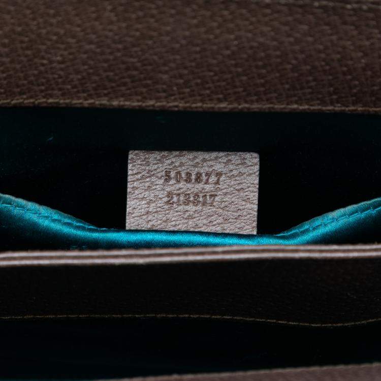 Pre Owned Gucci Brown Small GG Supreme Web Ophidia Chain Crossbody