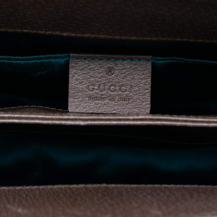 Pre Owned Gucci Brown Small GG Supreme Web Ophidia Chain Crossbody