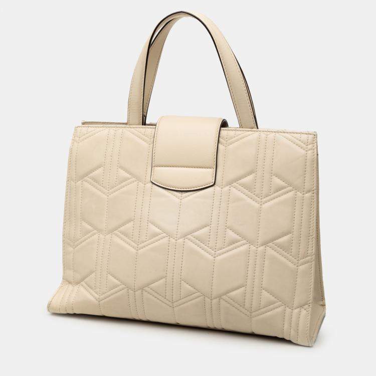 Pre Owned Gucci White Quilted Leather Dionysus Web Satchel