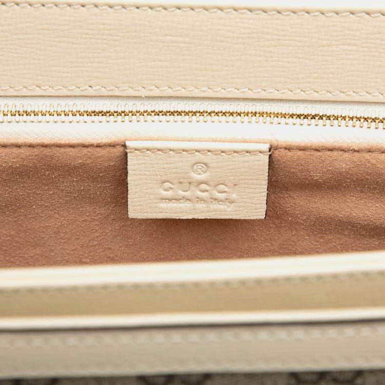 Pre Owned Gucci Brown Medium GG Supreme Horsebit 1955 Shoulder Bag