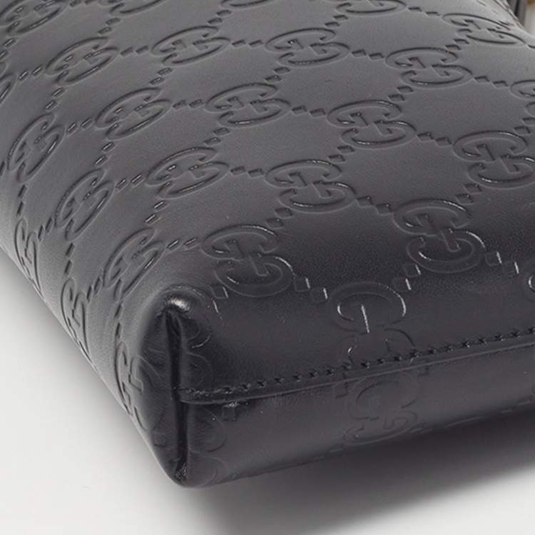 Pre Owned Gucci Black Guccissima Leather Chain Pochette