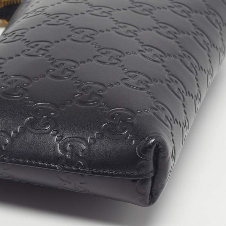 Pre Owned Gucci Black Guccissima Leather Chain Pochette