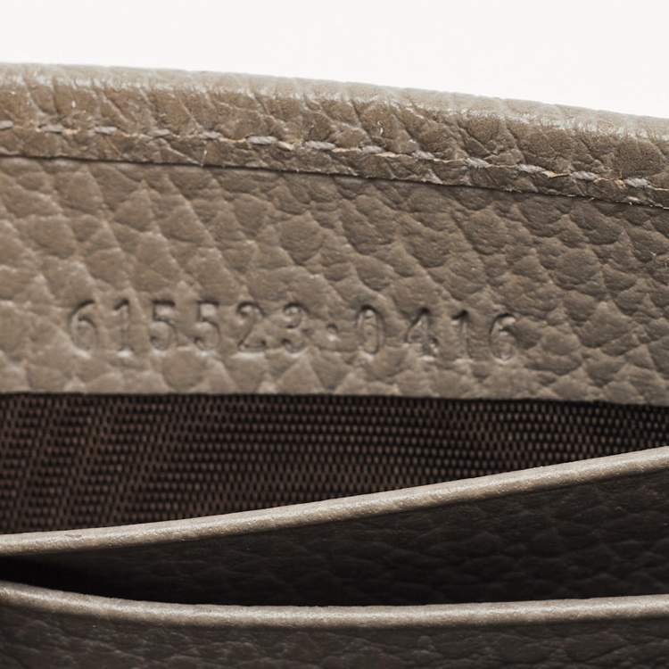 Pre Owned Gucci Interlocking G Grey Leather Wallet on Chain