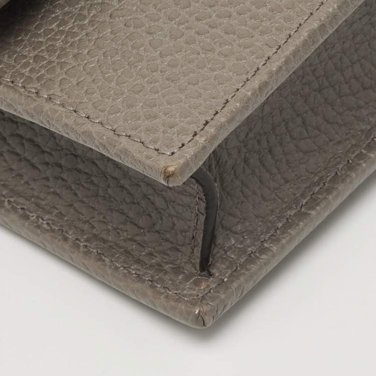 Pre Owned Gucci Interlocking G Grey Leather Wallet on Chain