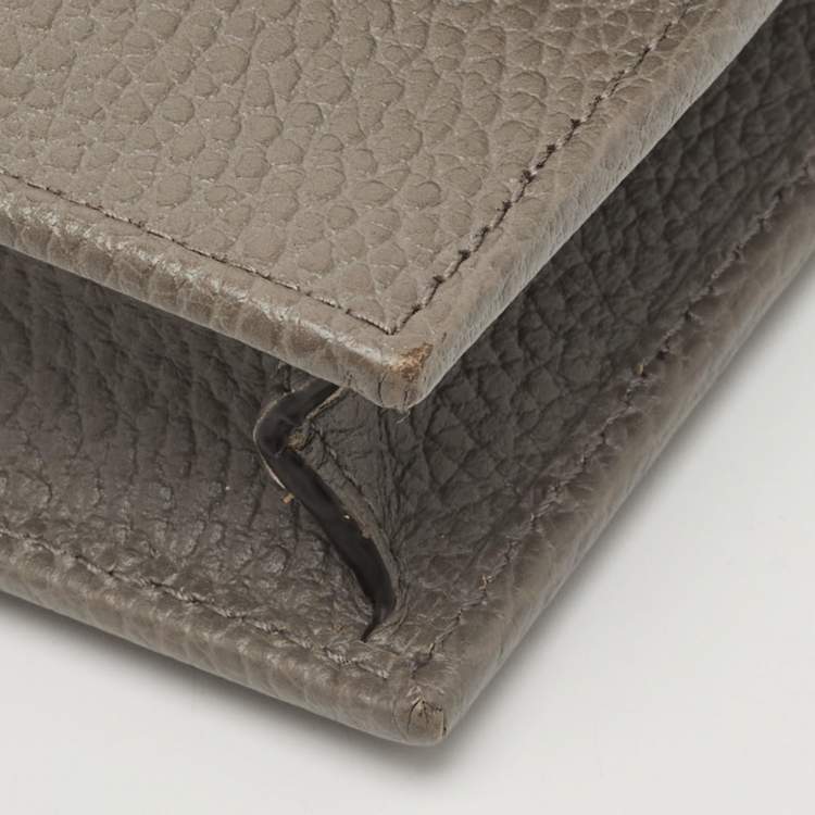 Pre Owned Gucci Interlocking G Grey Leather Wallet on Chain