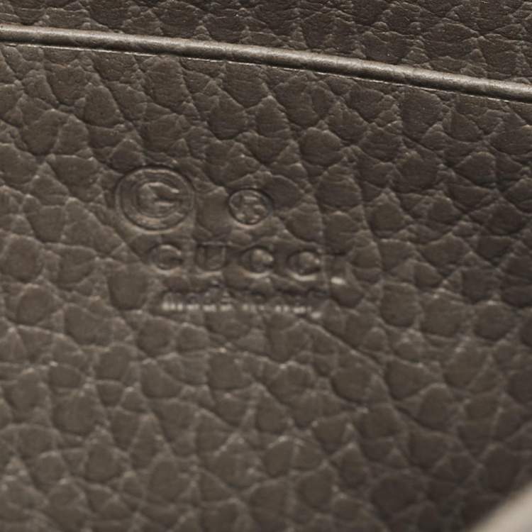 Pre Owned Gucci Interlocking G Grey Leather Wallet on Chain