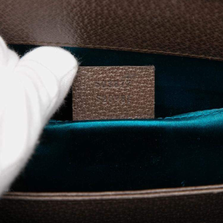 Pre Owned Gucci Brown Small GG Supreme Web Ophidia Chain Crossbody