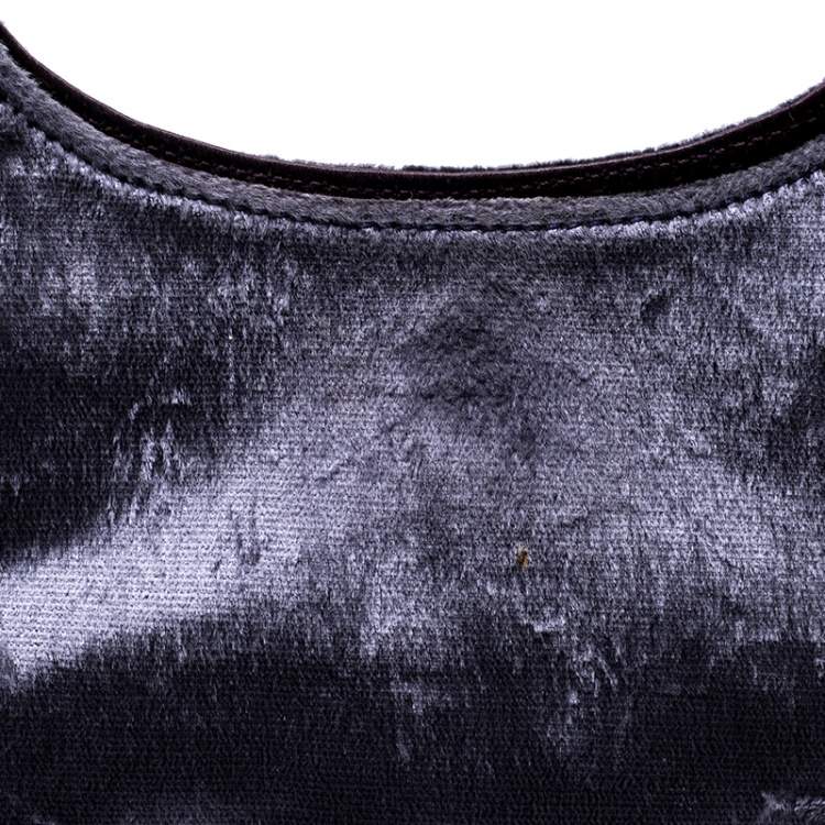 Pre Owned Gucci Purple Velvet Bamboo Top Handle Bag