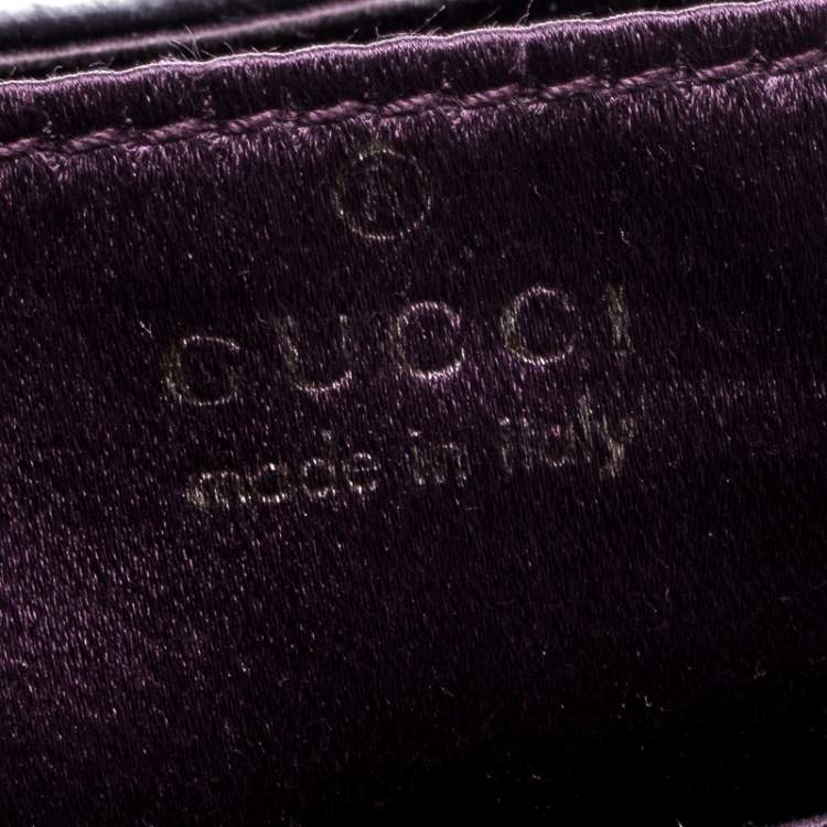 Pre Owned Gucci Purple Velvet Bamboo Top Handle Bag