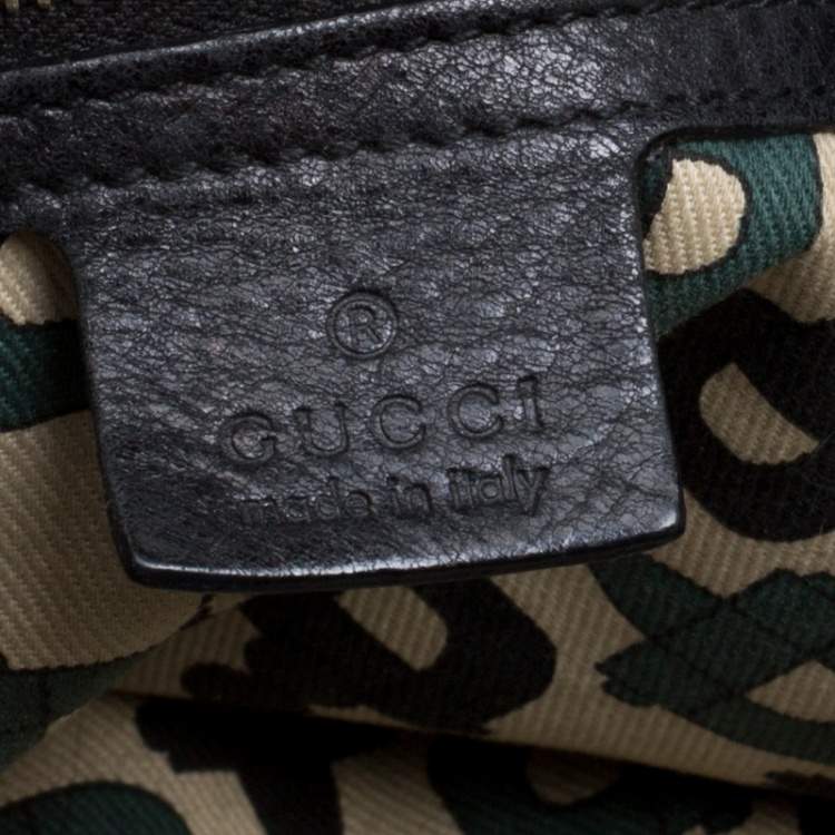 Pre Owned Gucci Black Leather Medium Indy Top Handle Bag