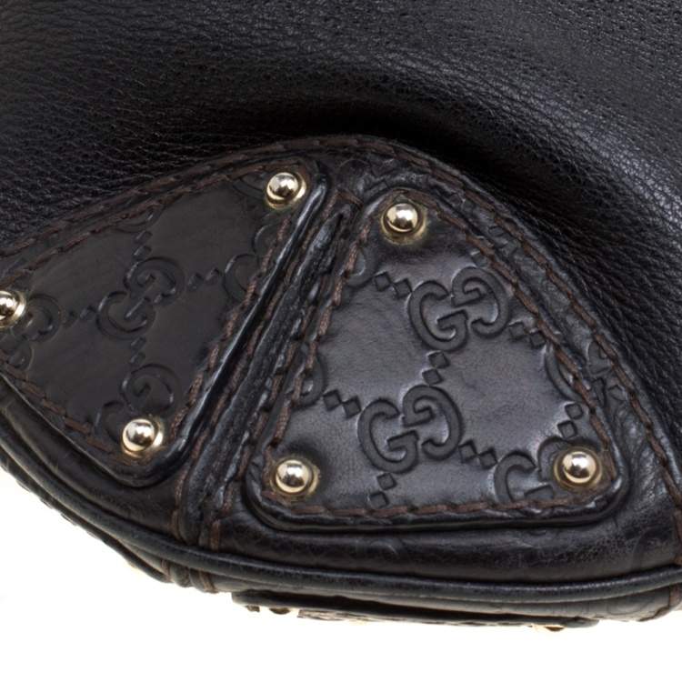 Pre Owned Gucci Black Leather Medium Indy Top Handle Bag