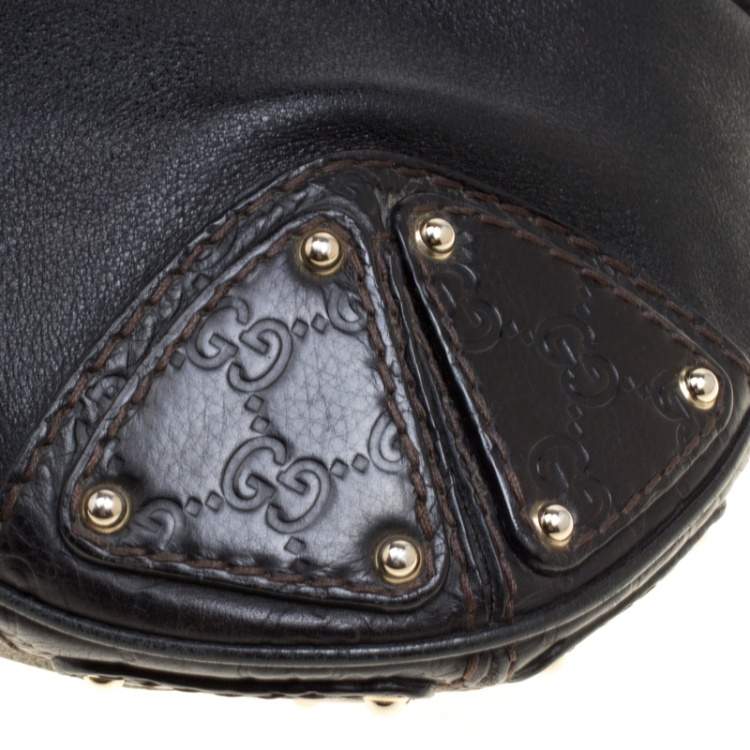 Pre Owned Gucci Black Leather Medium Indy Top Handle Bag