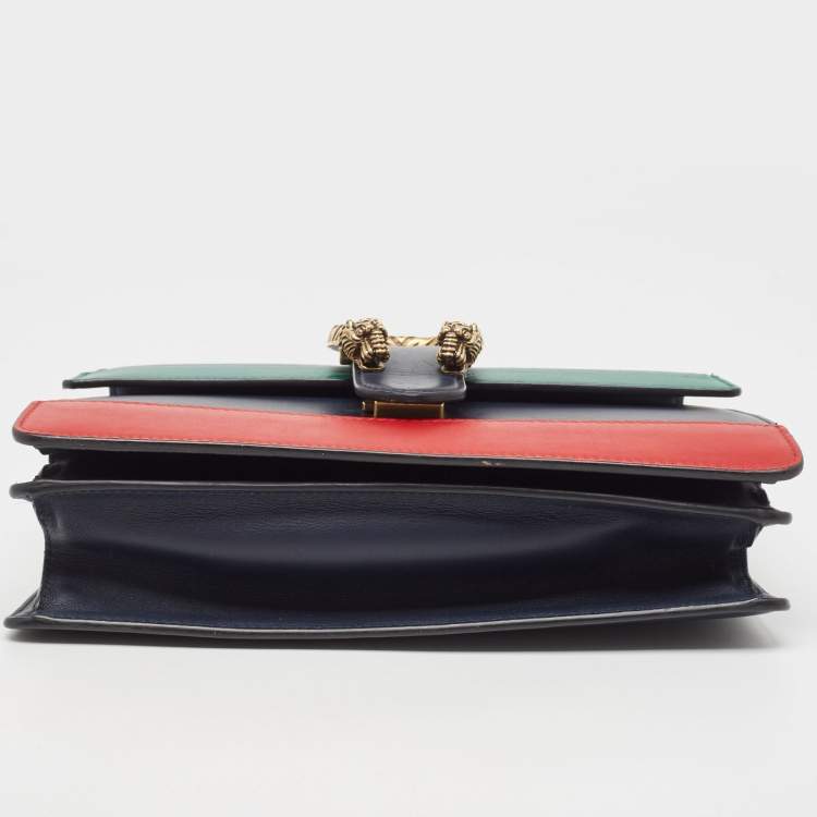 Pre Owned Gucci Tricolor Leather Medium Dionysus Bamboo Top Handle Bag