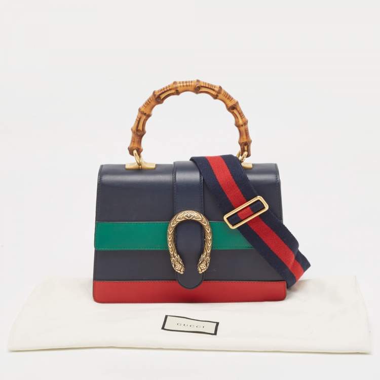 Pre Owned Gucci Tricolor Leather Medium Dionysus Bamboo Top Handle Bag