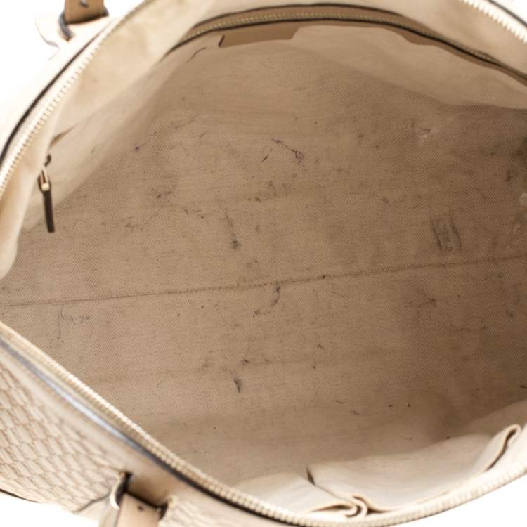 Pre Owned Gucci Beige Microguccissima Leather Medium Nice Top Handle Bag