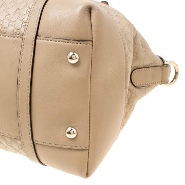 Pre Owned Gucci Beige Microguccissima Leather Medium Nice Top Handle Bag