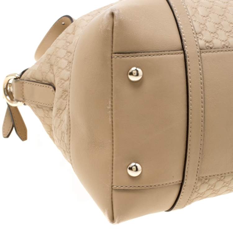 Pre Owned Gucci Beige Microguccissima Leather Medium Nice Top Handle Bag