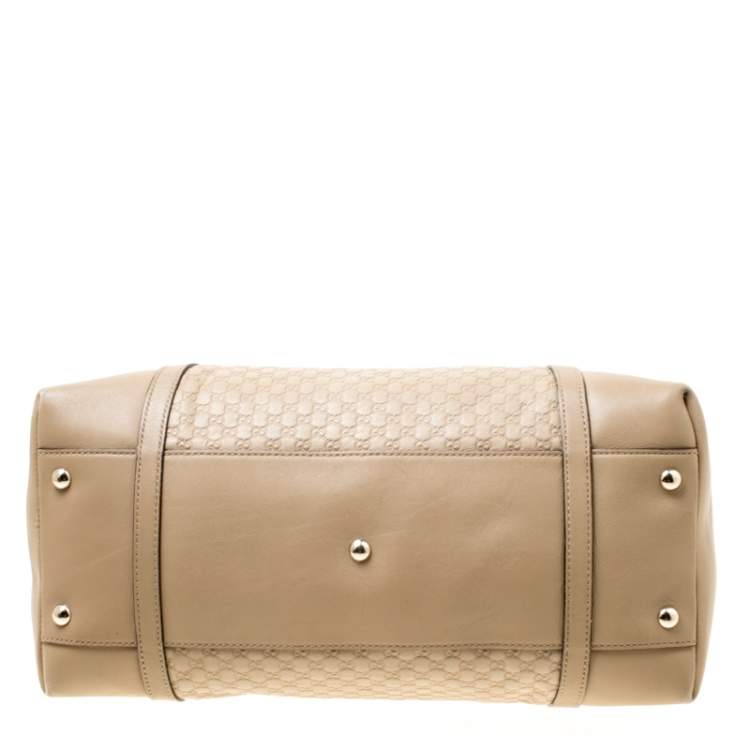 Pre Owned Gucci Beige Microguccissima Leather Medium Nice Top Handle Bag