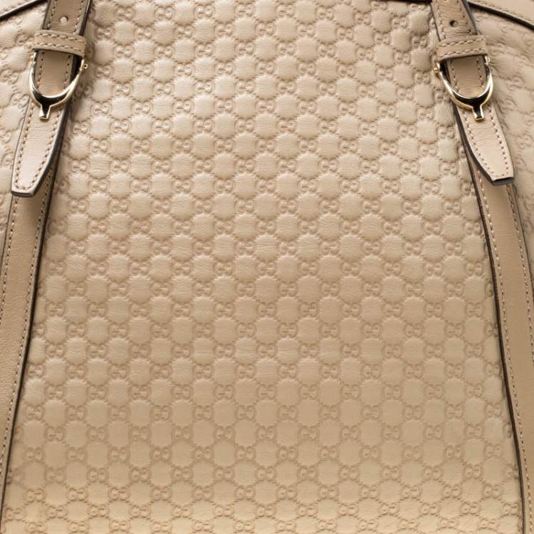Pre Owned Gucci Beige Microguccissima Leather Medium Nice Top Handle Bag