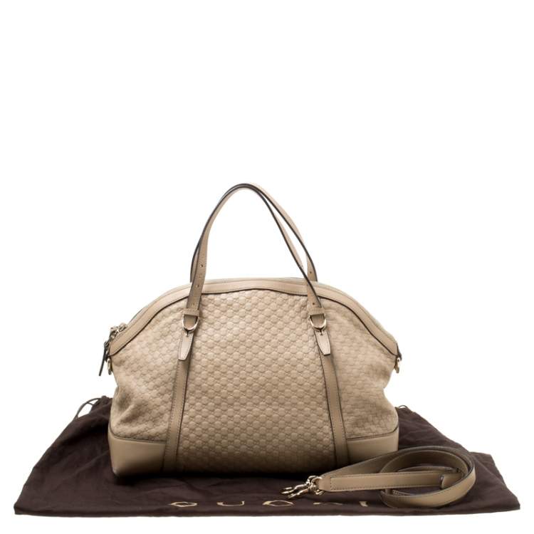 Pre Owned Gucci Beige Microguccissima Leather Medium Nice Top Handle Bag