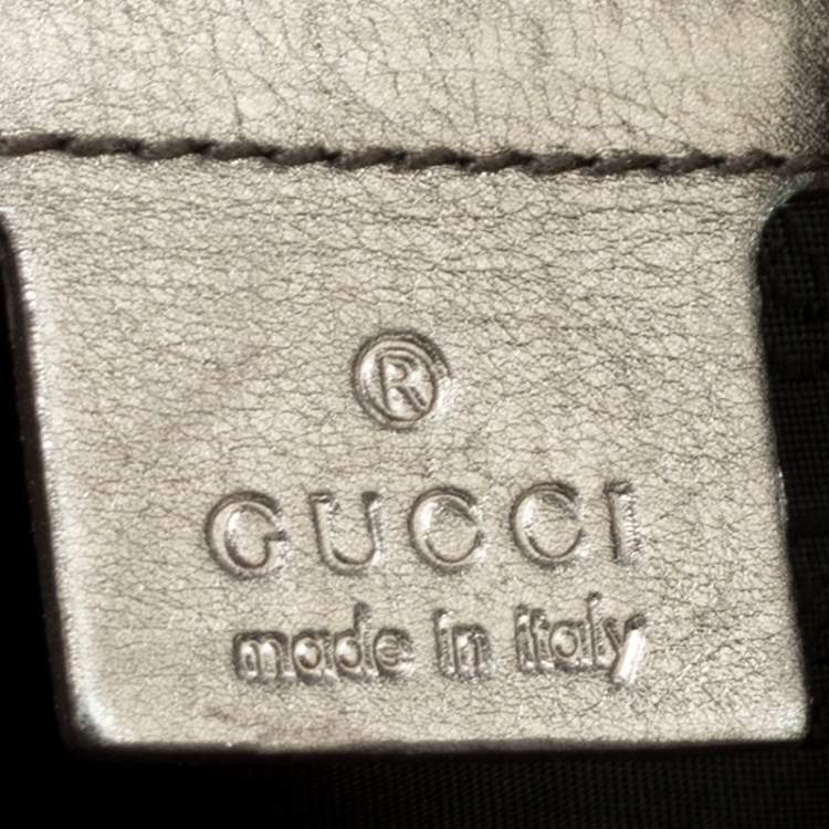 Pre Owned Gucci Metallic Grey Leather Large Hysteria Top Handle Bag