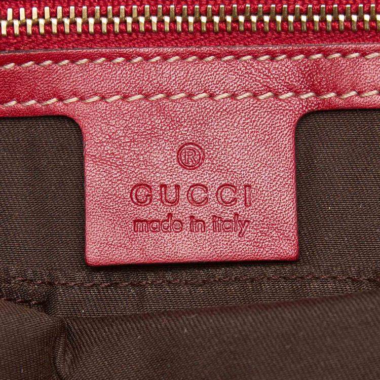 Pre Owned Gucci Red Leather Small Sabrina Top Handle Bag