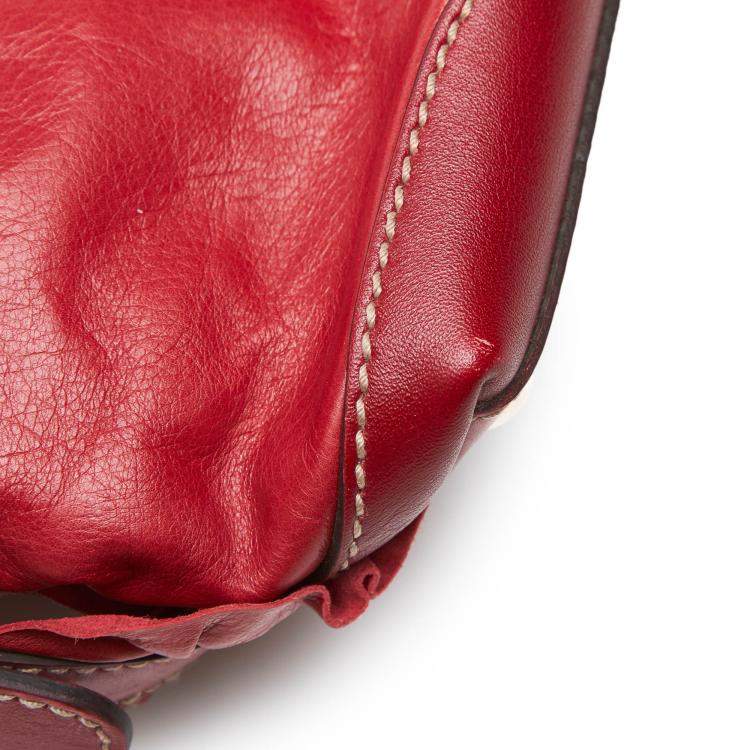 Pre Owned Gucci Red Leather Small Sabrina Top Handle Bag