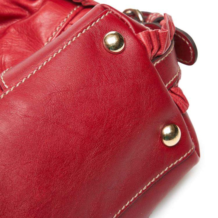 Pre Owned Gucci Red Leather Small Sabrina Top Handle Bag