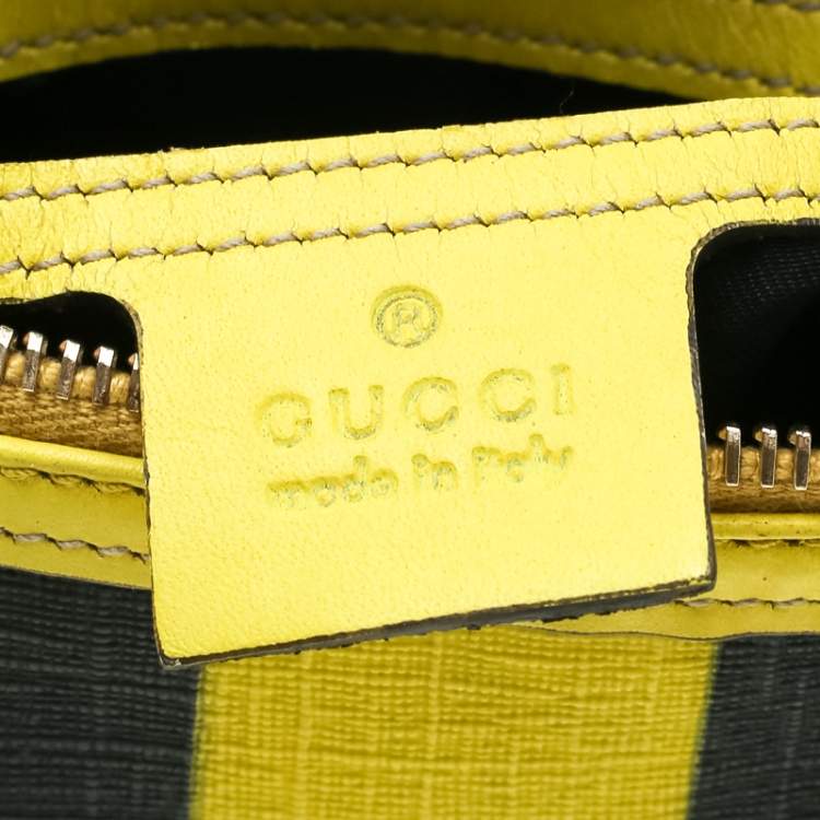 Pre Owned Gucci White/Yellow GG Supreme Canvas Small Web Joy Boston Bag