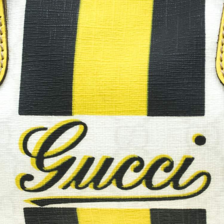 Pre Owned Gucci White/Yellow GG Supreme Canvas Small Web Joy Boston Bag