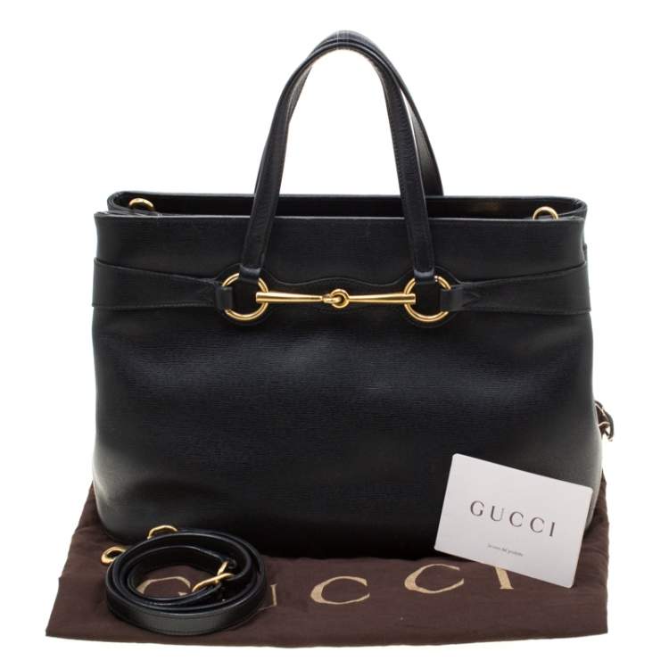 Pre Owned Gucci Black Leather Medium Bright Bit Top Handle Bag
