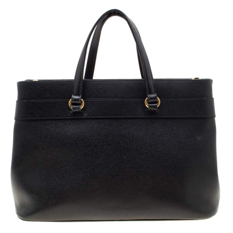 Pre Owned Gucci Black Leather Medium Bright Bit Top Handle Bag