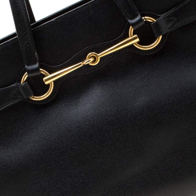 Pre Owned Gucci Black Leather Medium Bright Bit Top Handle Bag