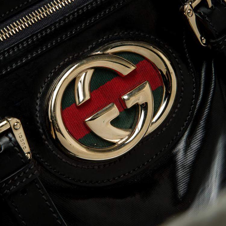 Pre Owned Gucci Black Coated Fabric Dialux Britt Boston Bag