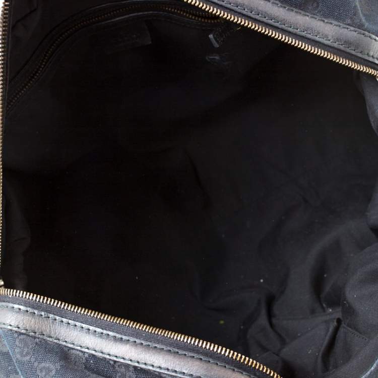 Pre Owned Gucci Black GG Canvas and Leather Interlocking Boston Bag