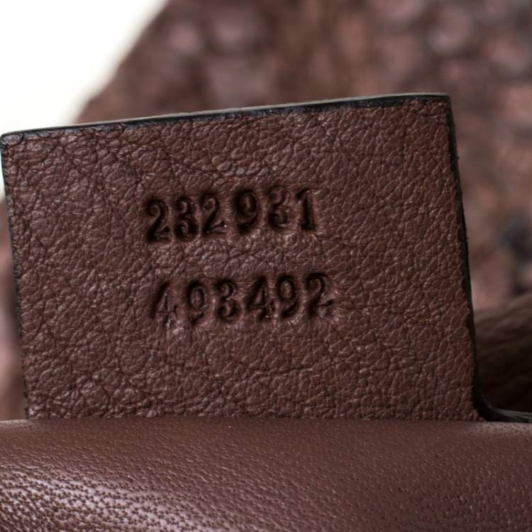 Pre Owned Gucci Brown Python Leather Medium G Wave Hobo