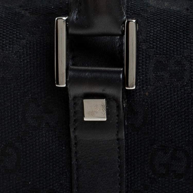Pre Owned Gucci Black GG Canvas and Leather Boston Bag 