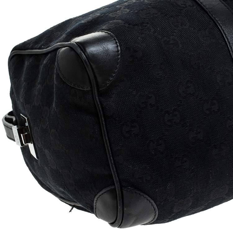 Pre Owned Gucci Black GG Canvas and Leather Boston Bag 
